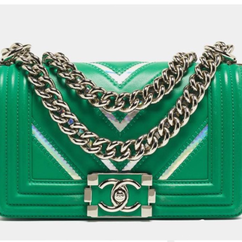 Authentic Chanel Chevron Boy Bag